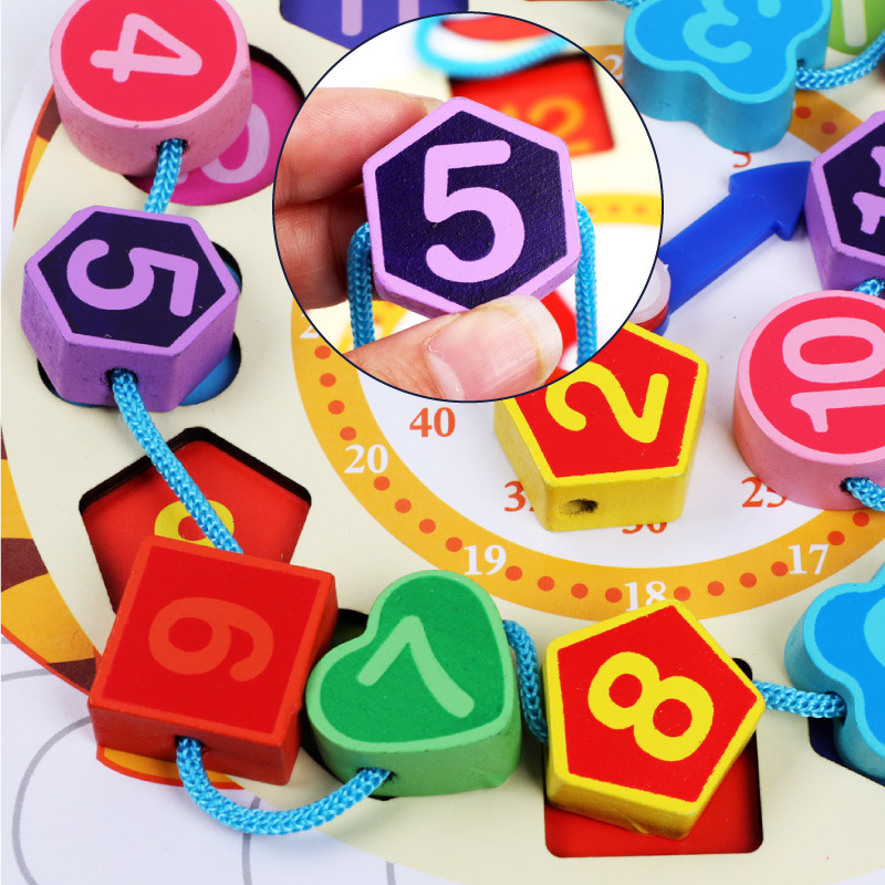 Babyspeelgoed dierenklok kralen doolhof houten speelgoed digitale klok kralen accessoires kinderspeelgoed voor kinderen figuur blokken