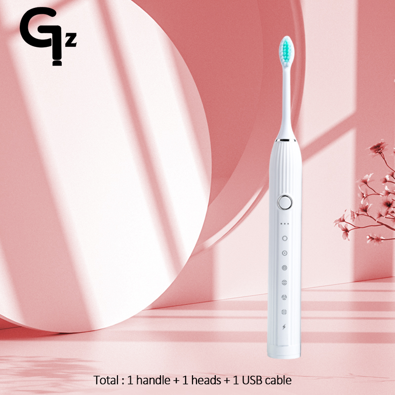 GeZhou N105 Sonic Electric toothbrush Adult children automatic toothbrush Rechargeable With 8 heads replacement IPX7 Tooth Brush: Ivory