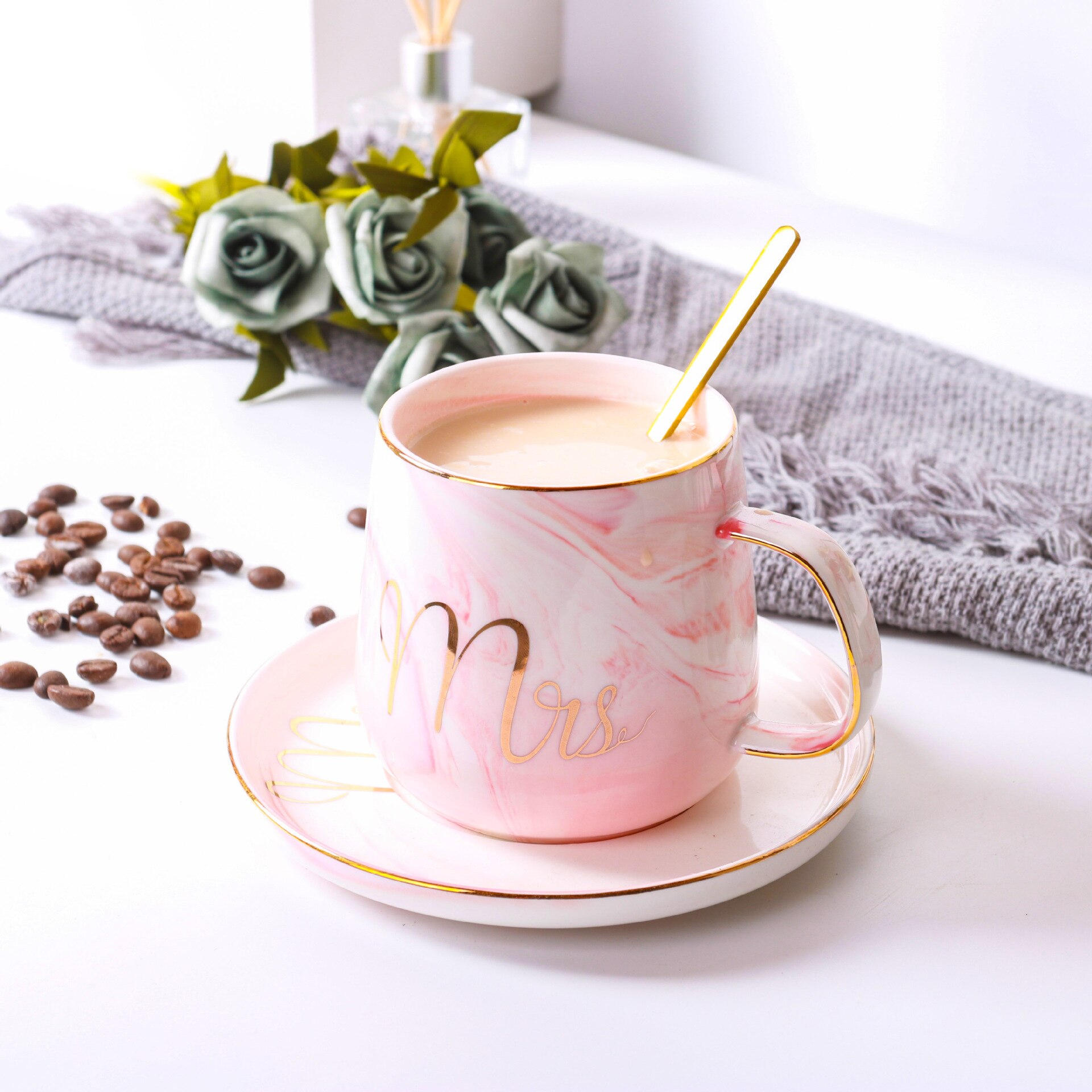 Luxury Coffee Cup Porcelain Holder Set Espresso Coffe Cups Ceramic Reusable Saucer Tazza Colazione Family Drinkware BW50BD