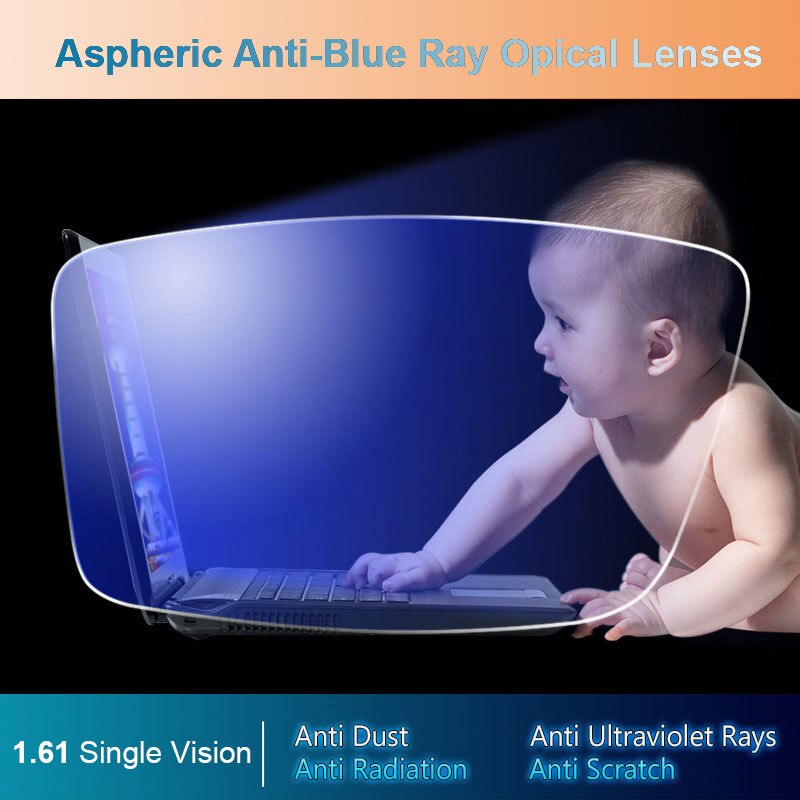 1.61 Anti-Blu Ray Monofocali Asferiche Lenti Da Vista Occhiali Da Vista Occhiali di Visione Gradi Lente per Occhiali Da Vista Ottico Telaio