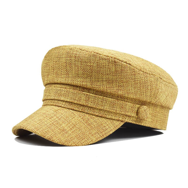 Men Women Light Weight Linen Sailor Hat Newsboy Cap Hat for Ladies Greek Fisherman Cap Beret Cap: Khaki