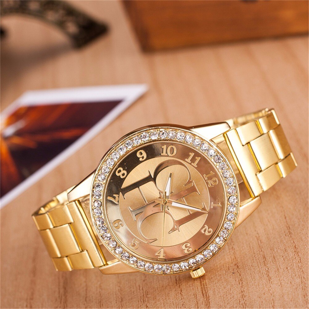Speciale Aanbieding Ch Dames Sport Quartz Horloge Rose Gold Rvs Rhinestone Digitale Horloge