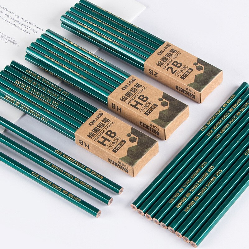 10 Stks/doos Potlood Log Set Speciaal Gereedschap Voor Studenten Schrijven Schilderen, Schetsen En Schetsen Student Briefpapier