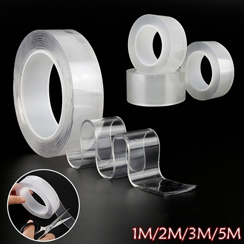 Ruban adhésif Double face, 1M/2M/3M/5M, Nano, réutilisable, Transparent, étanche, Scotch, en Gel PU, autocollants Double face