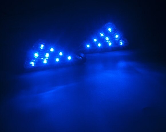 Fuleem-señal de giro para motocicleta, accesorio Universal para Moto, triangular, resistente al agua, 9 luces LED, 12V, 2 unidades: Blue