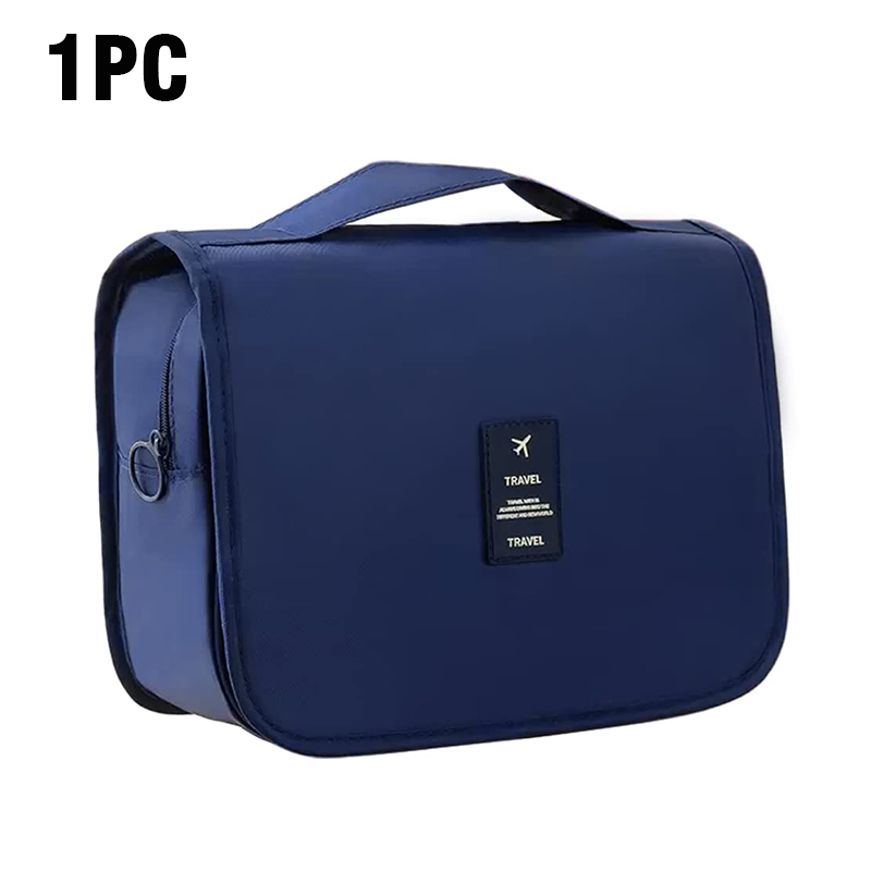 Bolsa de aseo portátil con gancho colgante para mujer, estuche de maquillaje, almacenamiento de baño, impermeable, bolsa de cosméticos de viaje de gran capacidad: YELLOW