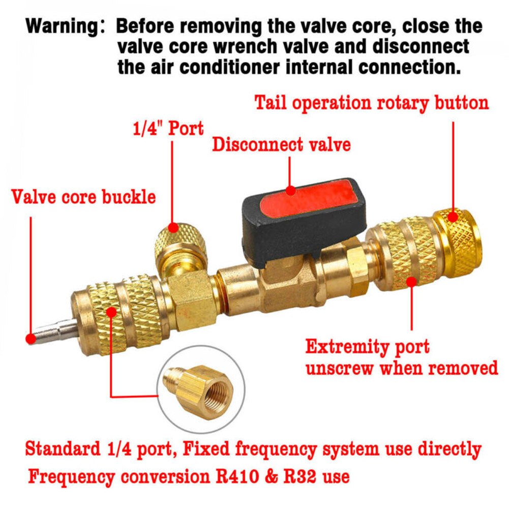 Valve HVAC Valve Core Installer Tool Remover Dual Size 5/16\"&1/4\" Port
