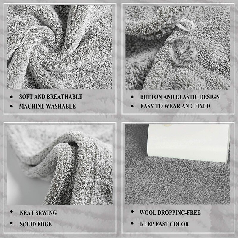 Toallas para el cabello de fibra de carbón de bambú, turbante para la cabeza de baño, secado rápido, Antifrizz, para secar el cabello, para mujeres y niñas