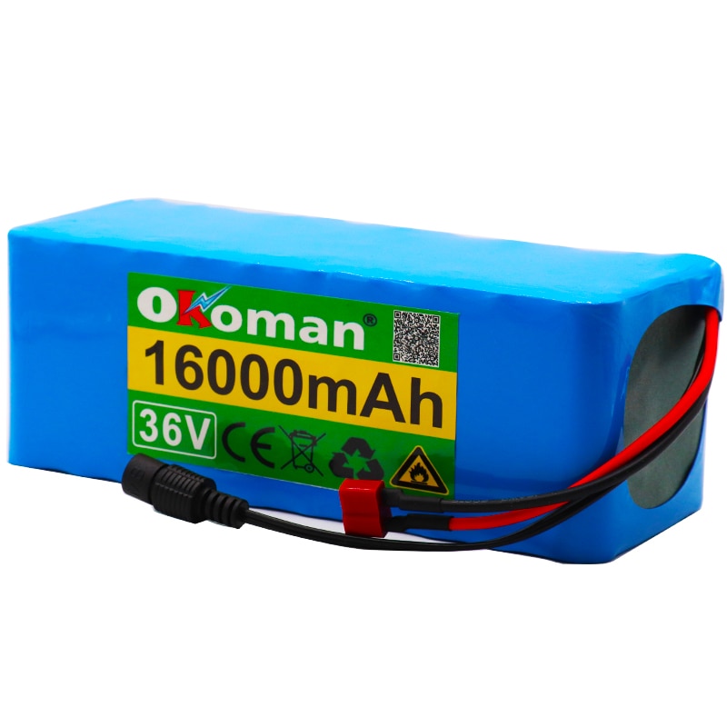 36V 16AH Electric Bike Battery Built in 20A BMS Lithium Battery Pack 36 Volt with 2A Charge Ebike Battery