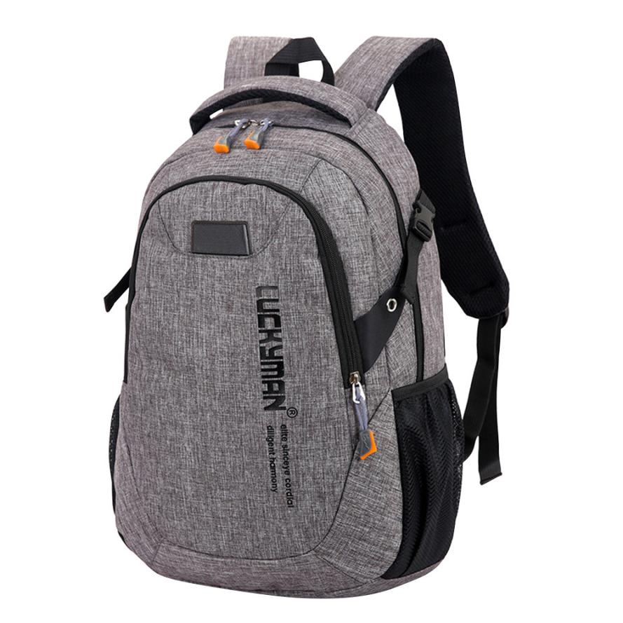 waterproof Backpacks school bags casual canvas Travel Unisex laptop student school bag anti theft backpack mochila: Grey