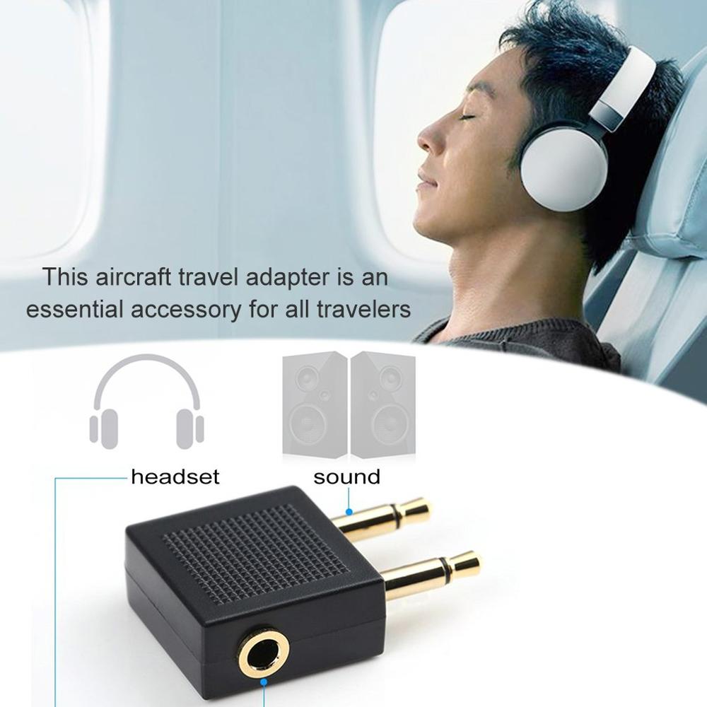 One female to two male audio converter Airplane Airline Headphone Adapter For Audio Jack 2 Plug 1 piece
