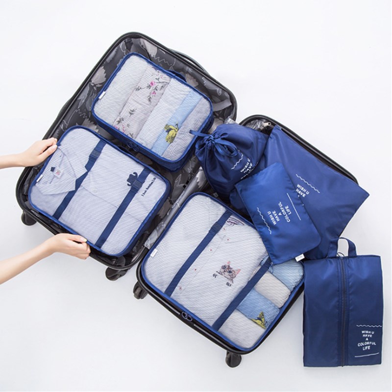7 Stks/set Verpakking Kubus Voor Koffer Organizer Bag Vrouwen Mannen Schoen Kleding Bagage Reistassen