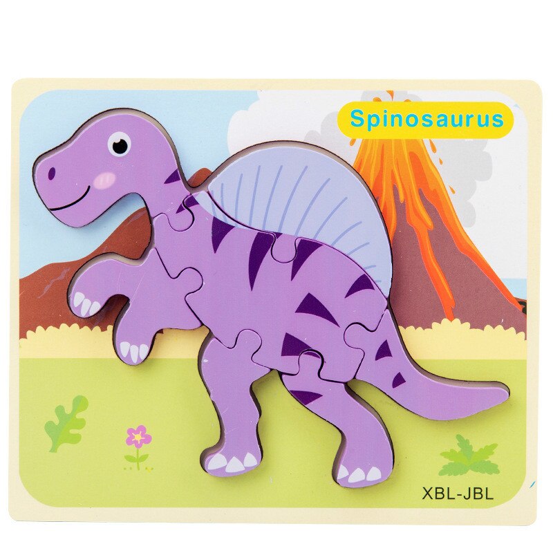 Montessori giocattoli di Legno per ChildrenWood Puzzle Di Legno 3D Puzzle Di puzzle Animale dinosauro Puzzle di Puzzle Del Bambino Apprendimento giocattoli Educatioanl: Spinosaurus