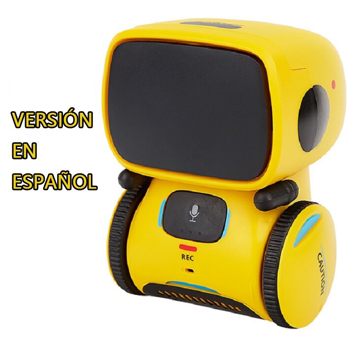 Russian Language toy Cute robot voice control Dance Sing Repeating Recorder Touch Control Intelligent Robot for kids: Spanish yellow