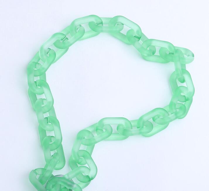 FishSheep-Collar transparente con hebilla para hombre y mujer, cadena, gargantilla, colgante acrílica de bloqueo, joyería Punk: matte green