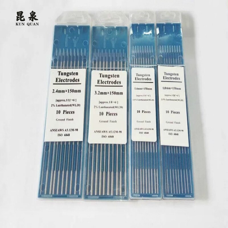 Venta de fábrica directamente electrodo de tungsteno WL20 para soldadura tig azul cielo o de cabeza de oro 10 unids/pack