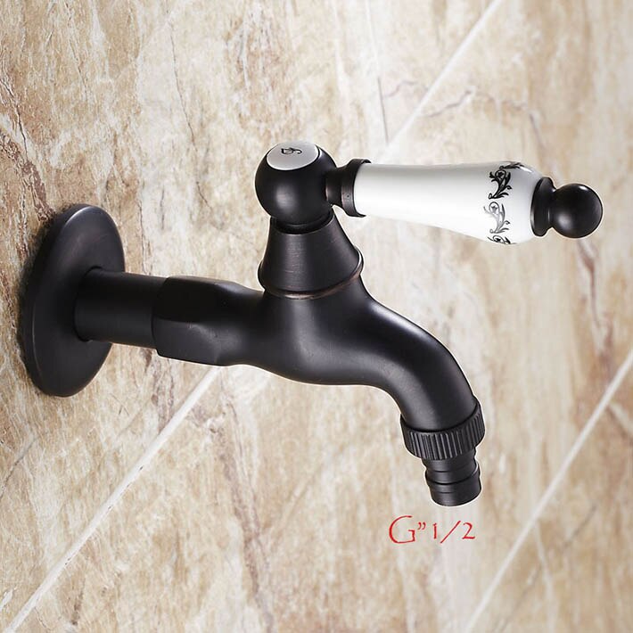 Decorative Solid Brass Cross Garden Outdoor Faucet washing machine tap with ceramic oil rubbed bronze