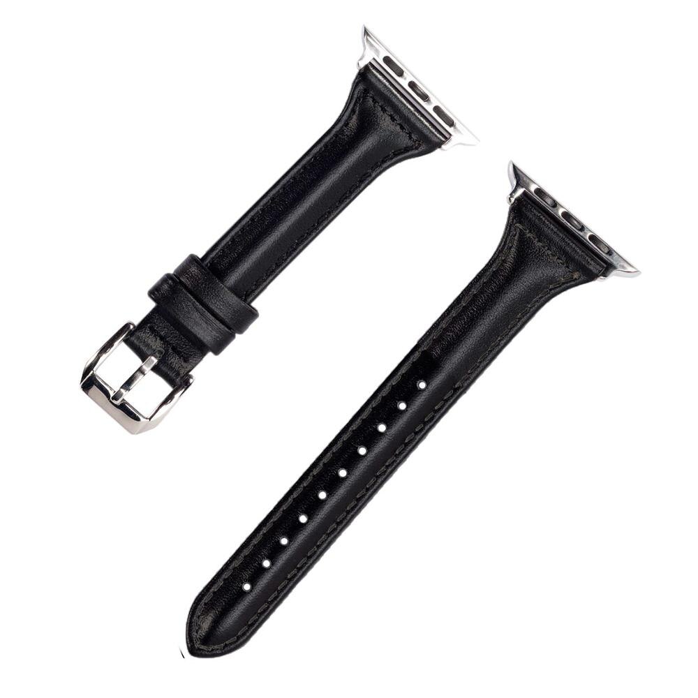 Slim fit damerem til apple watch serie 1/2/3 til apple watch rem 42mm 38mm armbåndsrem til iwatch 4 5 6 se 40mm 44mm: Sort / 44mm