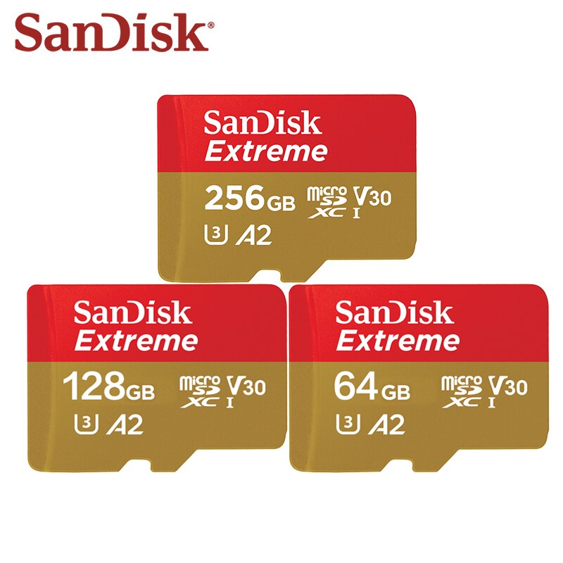 SanDisk tarjeta Micro SD de 128GB A1 tarjeta de memoria de 16gb 32gb 64GB 256GB EXTREME PRO U3 A2 4K cartao de memoria de tarjetas TF