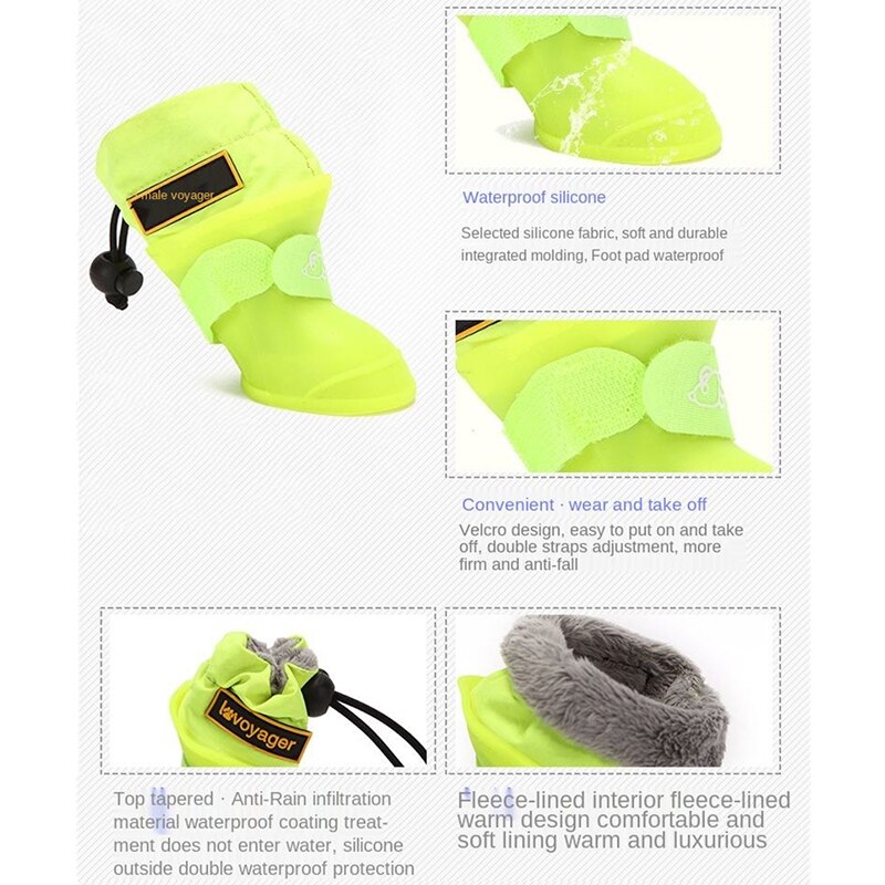 Rainproof Anti-snow Dog Boots Super Warm Winter Dog Rain Shoes Anti Slip Soft Silicone Waterproof Pet Shoe For Small Medium Dogs