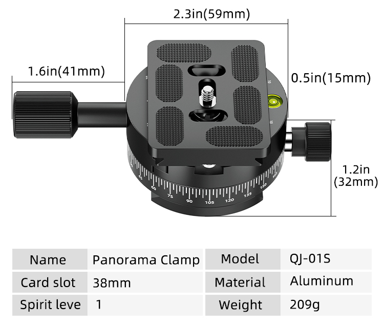 360 Degree Panoramic Photography Accessories Dslr Camera Tripod Head Mount Arca Swiss Quick Release Plate Clamp with 1/4 Screw: Light Grey