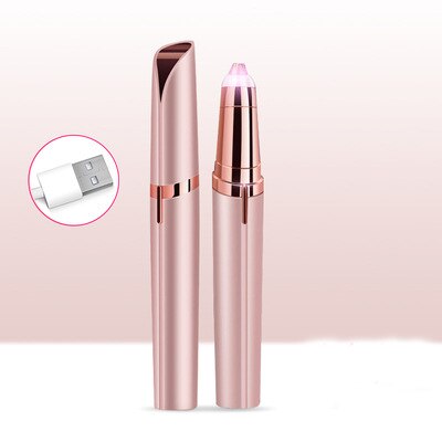 Elektrische Wenkbrauw Trimmer Vrouwen Mini Wenkbrauw Scheerapparaat Instant Pijnloos Gezicht Wenkbrauwen Hair Remover Epilator Draagbare Scheermes Ontharing: Rose gold USB