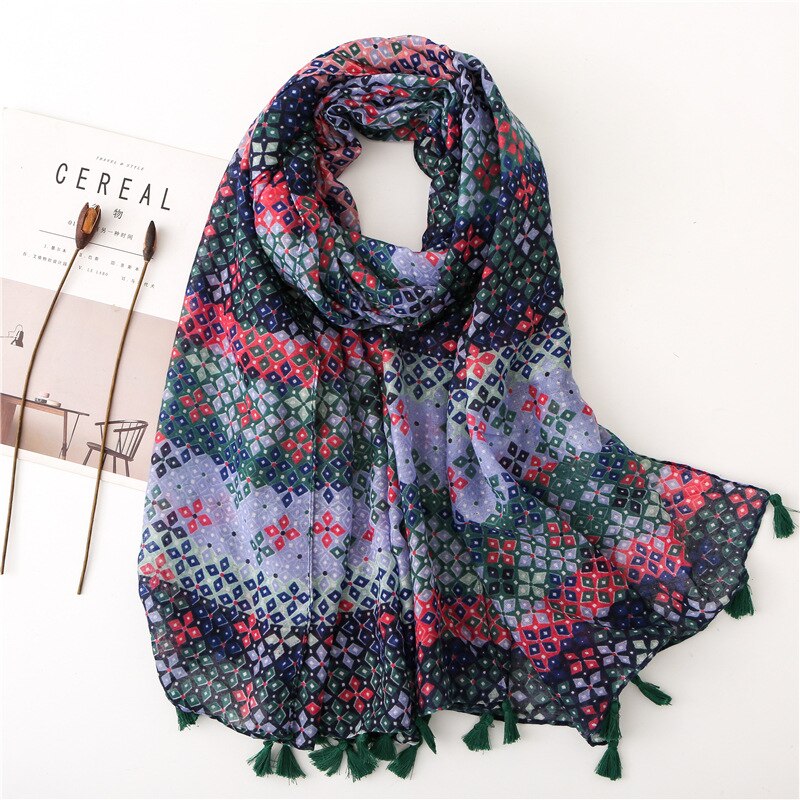 VISROVER-Long foulard en Viscose Shaw | Longue écharpe, imprimé Tropical, pour robe de plage, écharpe d'été pour femmes,: 6