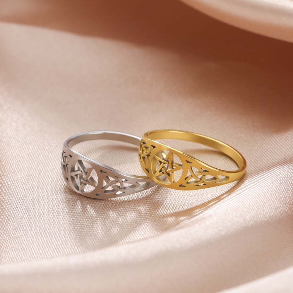Skyrim – bague pentagramme étoile en acier inoxydable, nœud irlandais, pour femmes et hommes, amulette surnaturelle Wicca, bijoux , , 2025