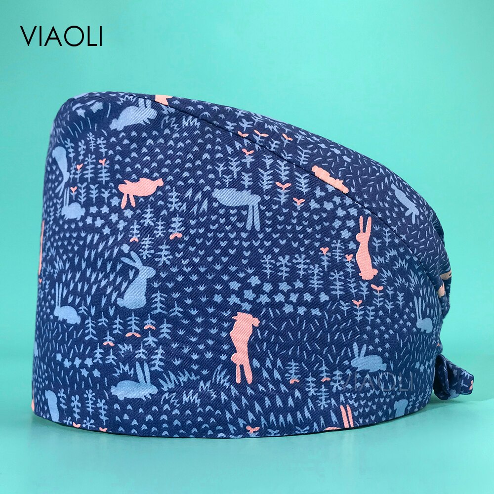 Dames Caps Chirurgisch Verpleegkundige Scrub Hoed Stofdicht Scrub Hoeden Katoen Cartoon Animal Print Apotheek Tandarts Chirurgie Cap: 12130