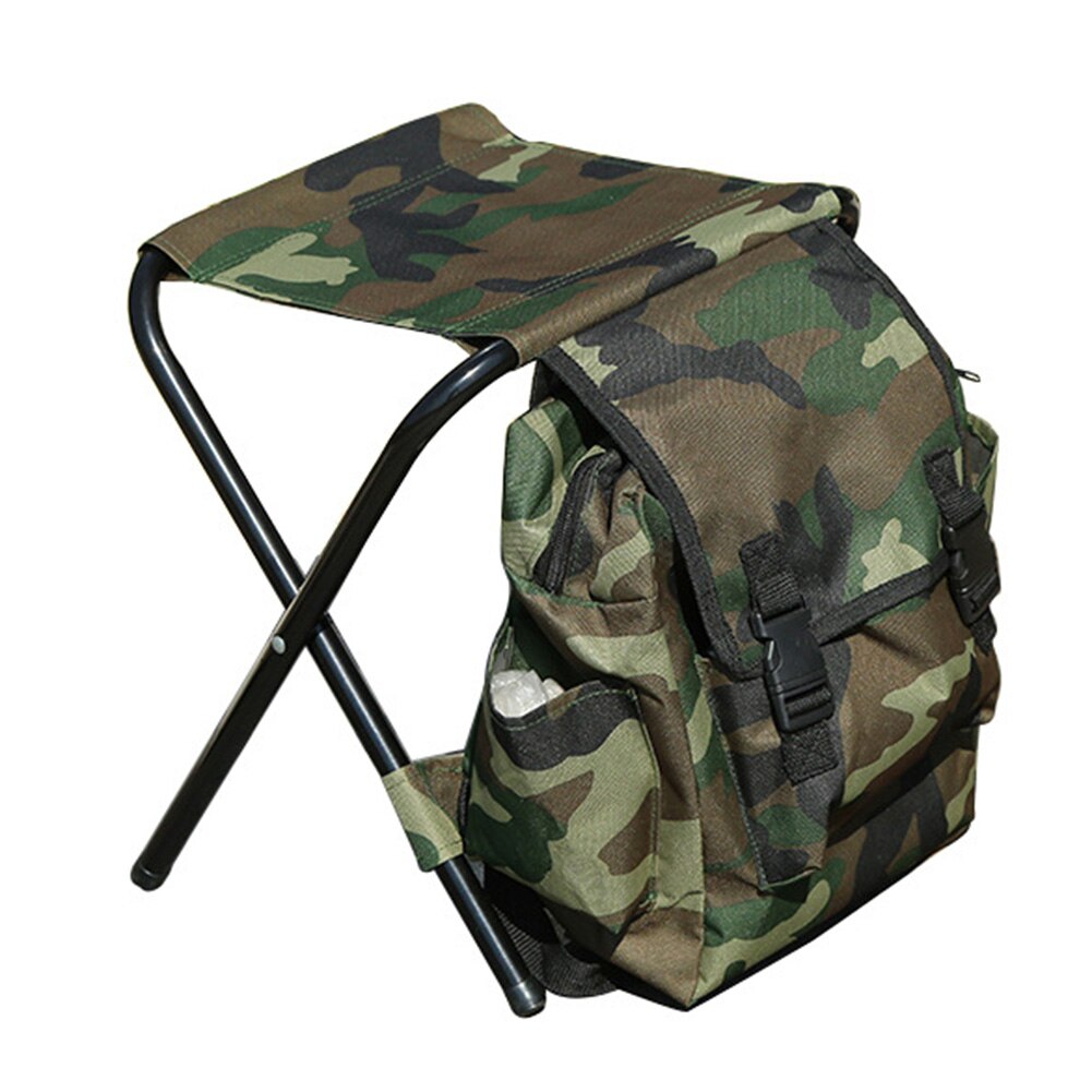 Folding Camping Fishing Chair Backpack Fishing Stool Backpack with Picnic Bag for Outdoor Hiking Seat Bag 600D Oxford Cloth