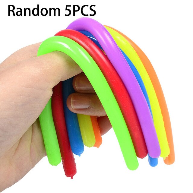 Unicorn Stretchy String Fidget Toys, Therapy Sensory Toys Anxiety Squeeze Monkey Noodles for Kids and Adults with ADD ADHD: A Random 5PCS