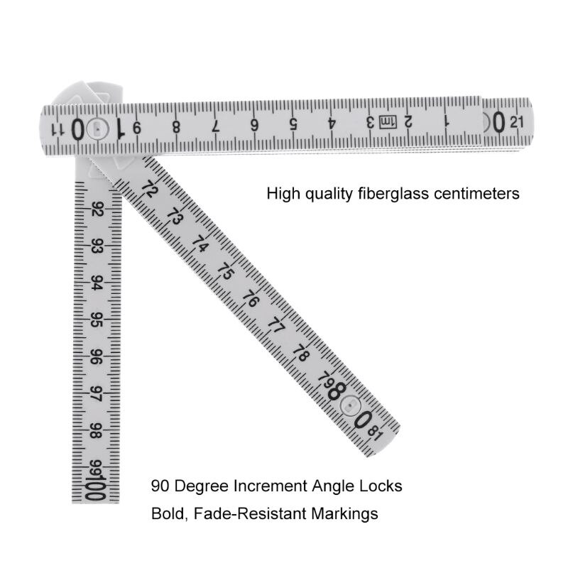 ESden 10-parts Folding Carpenters Ruler Lightweight Compact Measuring Stick Slide Fold Up for Woodworking