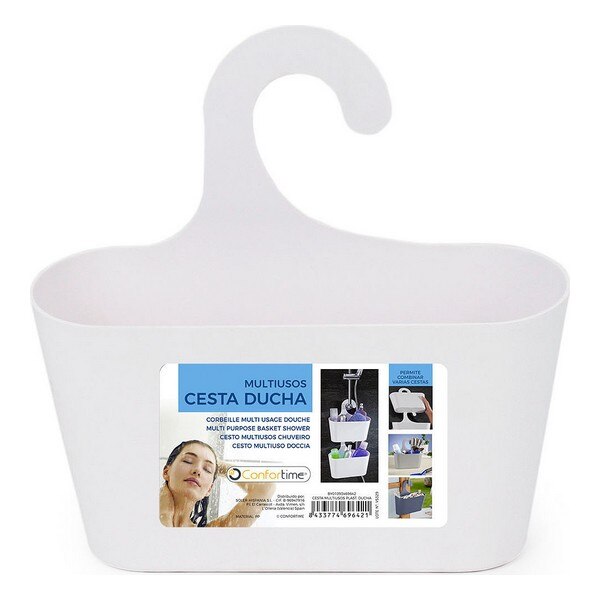 Cestino Multiuso CONFORTIME In Legno Plastica - Bianco 40x21,5x18cm Con Manici