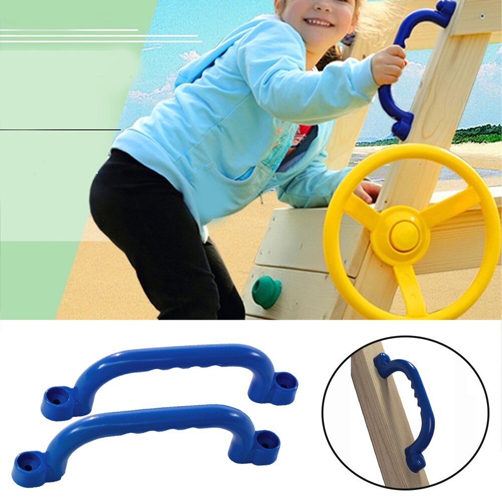 2 stk underholdningsudstyr skridsikkert legetøj indendørs udendørs holder væggreb klatrestativ til børn plastik håndtag tilbehør glat: Himmelblå