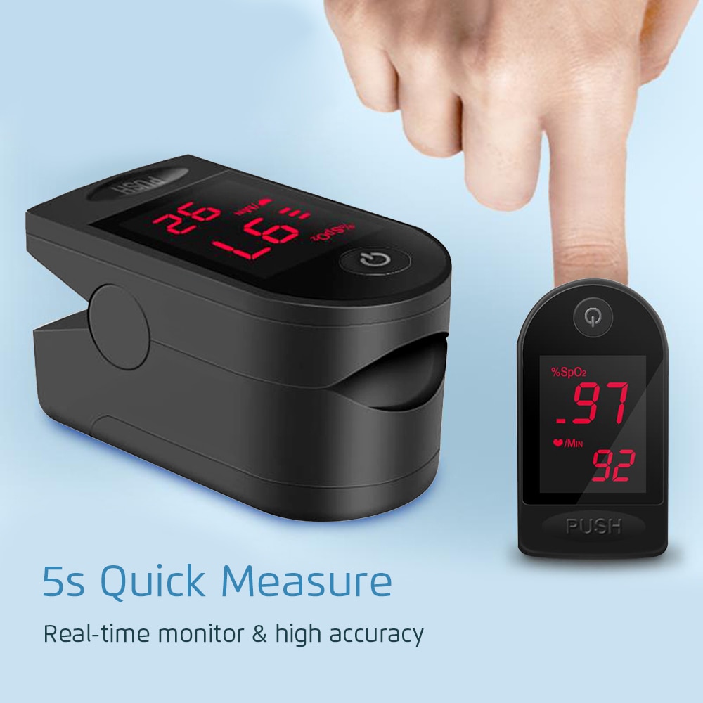 Blood Oxygen Finger Auto-off Pulse Oximeters Digital Fingertip Oximeters Oxygen Saturation Monitor Meter Portable Oximetro Bag