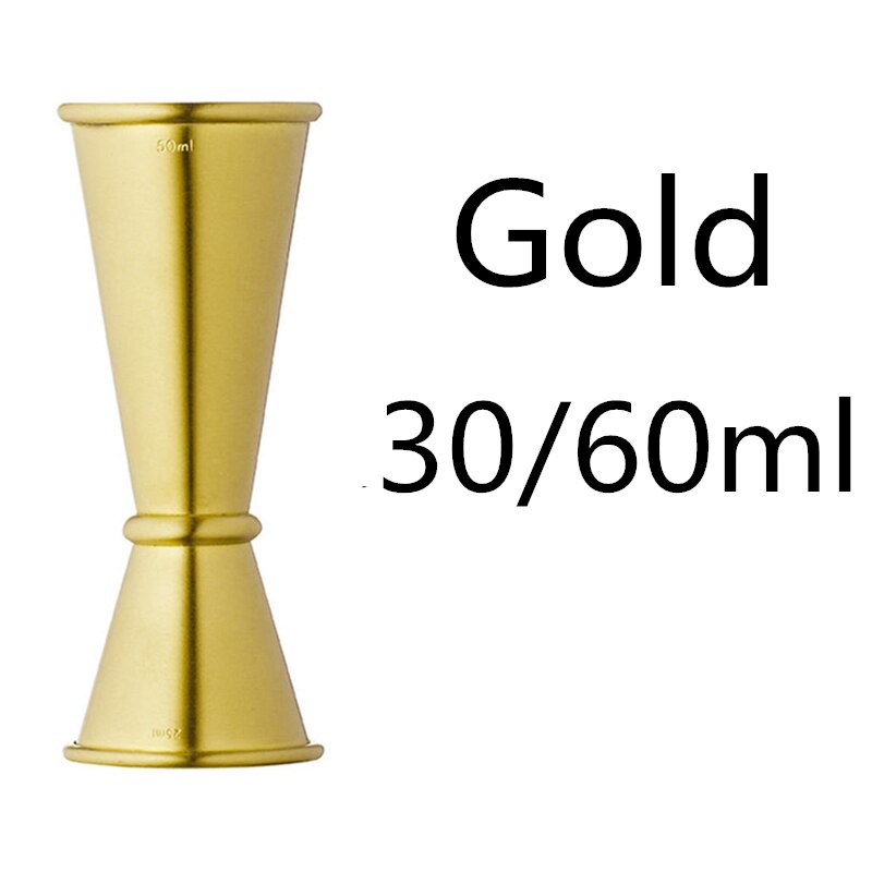 Rustfrit stål bar vin cocktail shaker jigger enkelt dobbelt shot drink mixer vin skænke måler kop bar værktøj 2 størrelse: 30 x 60ml guld