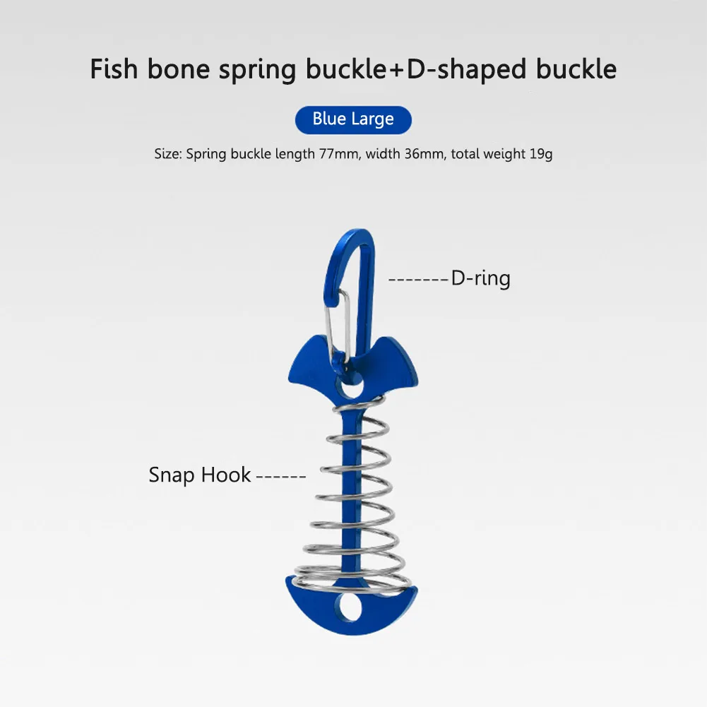 3/5/10PCS Spring Fishbone Deck Pegs Tent Stakes Awning Anchor Wind Rope Buckle with Carabiner Deck Fixed Nails Camping Tent Hook