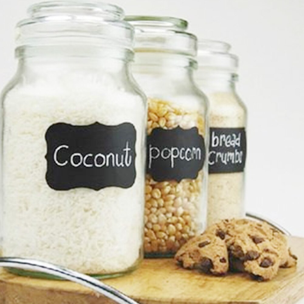 48 Stks/set 3.5X5Cm Uitwisbare Schoolbord Sticker Craft Keuken Potten Organizer Labels Schoolbord Schoolbord Sticker Black Board