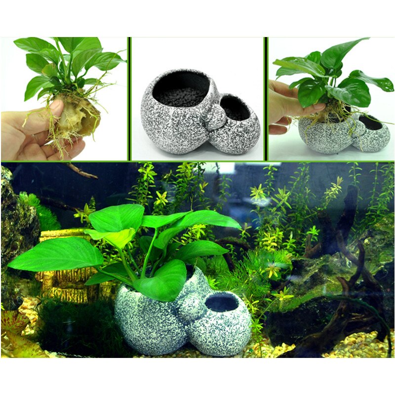 Keramisk akvarium stein pryd vannplante bonsai potte akvarium stein dekorasjon ly fiskeoppdretter dekorative klinkekuler
