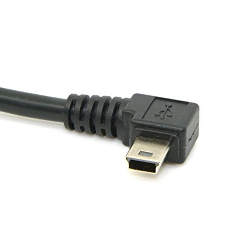 Mini Usb B Type 5pin Male Haaks 90 Graden Naar Usb 2.0 Male Data Kabel Met Emi Ferrietkern 5 Meter