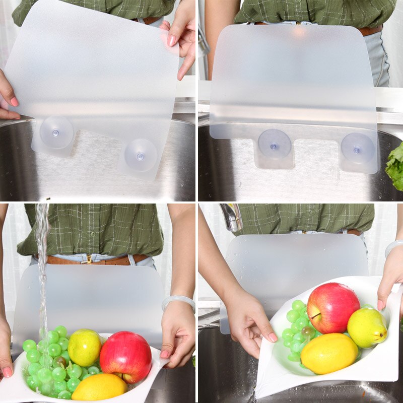 Anti Splash Water Baffle Board Water Guard Splatter Sucker Screen Kitchen Sink Tool --M25