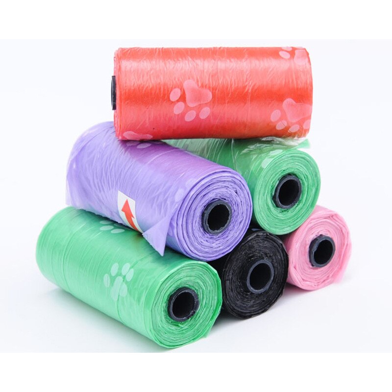 1Roll 15pcs Pet Waste Poop Bags Degradable Dog Waste Bags Dog Garbage Clean-up Bag PE Puppy Cat Poop Cleaning Dog Pooper Bag