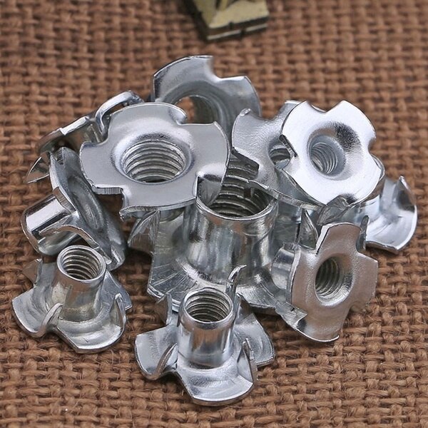 80PCS M3 M4 M5 M6 M8 Zinc Plated Four Claws Nut Blind Inserts Nut for Wood Furniture bolt and nut metic nut and bolt assortment