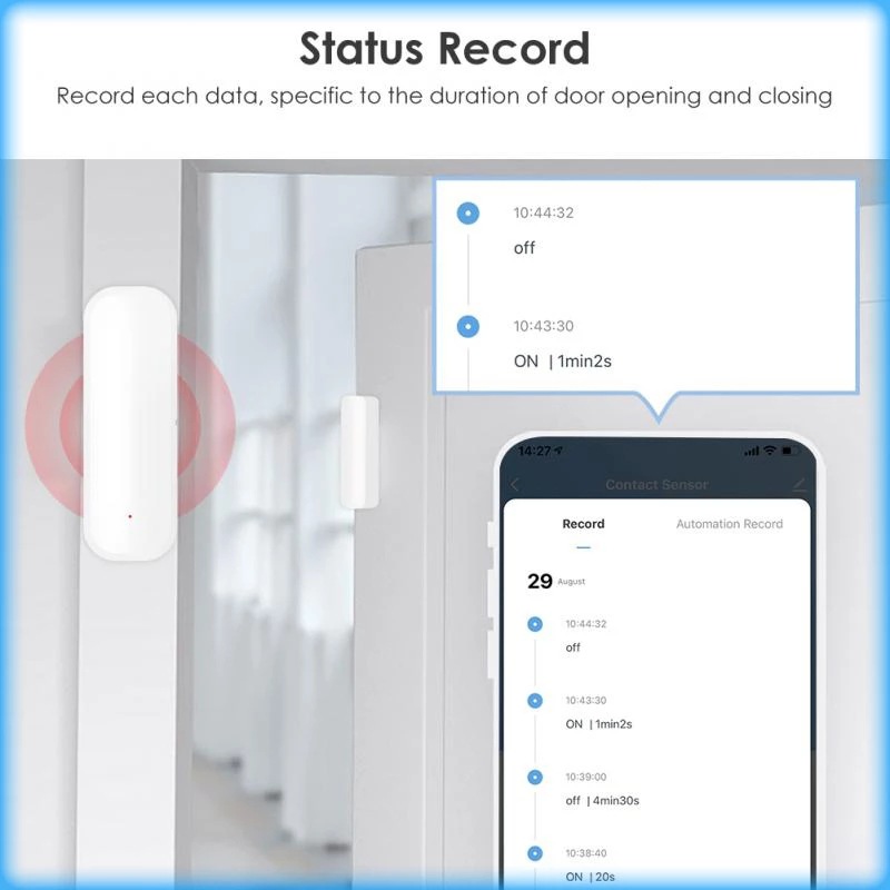 Tuya Zigbee – capteur de porte WiFi, système d'alarme de sécurité domestique intelligent, détecteur d'ouverture et de fermeture de porte fenêtre, application Smart Life pour Alexa Google