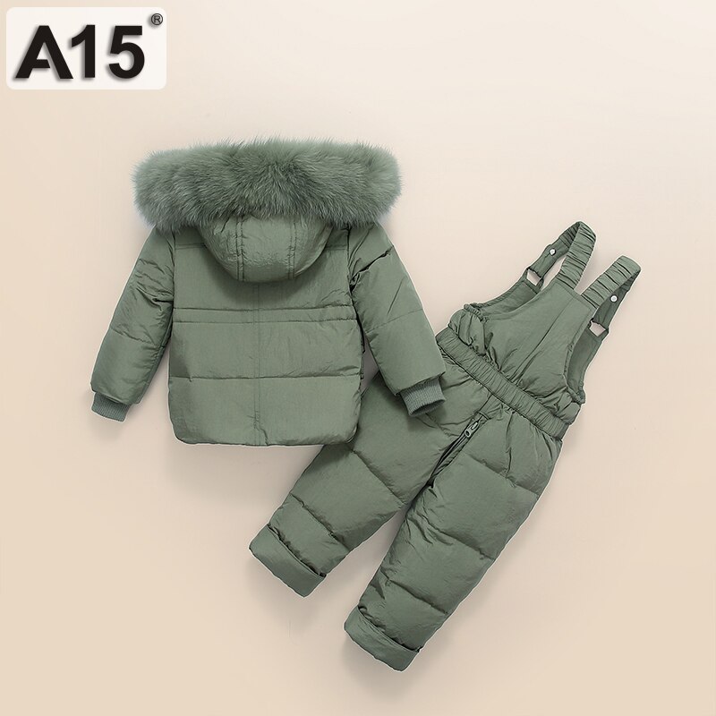 A15 unisex peuter jongens winterjas dons afneembare muts set broek kinderen kinderkleding meisjes babyjassen maat 12m 2 3 jaar