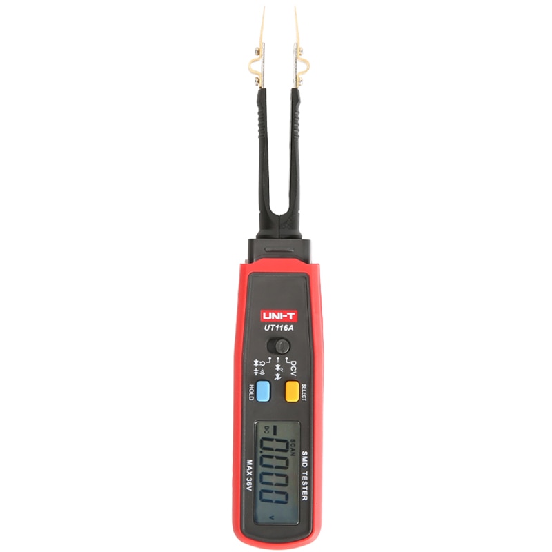 UNI-T UT116A SMD Tester Meter Multimeter Rotable Tweezer Resistance Capacitance LED Diode Continuity Battery Tester