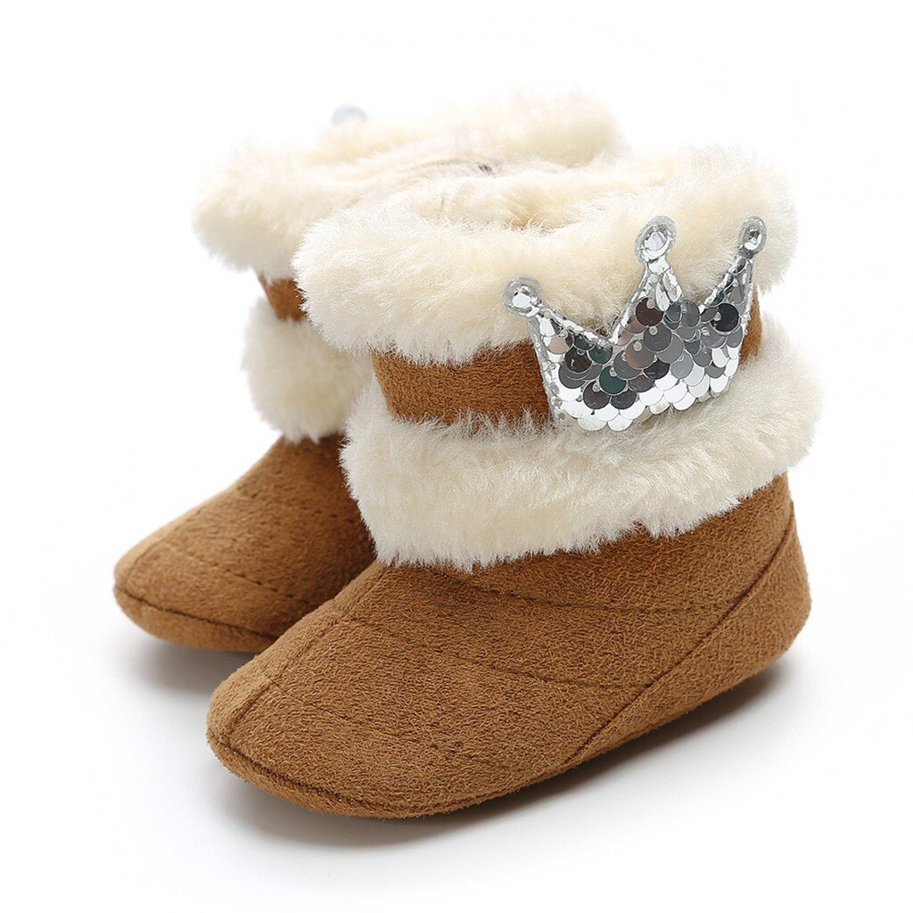 Del bambino Del Capretto Delle Ragazze Carino Corona Bling Inverno Stivali Da Neve Caldo Casual Scarpe