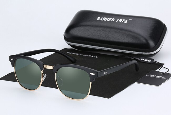 UV400 HD Polarized men women Sunglasses Classic retro Brand Sun glasses Coating Drive Shades gafas De Sol Masculino: black deep green A2