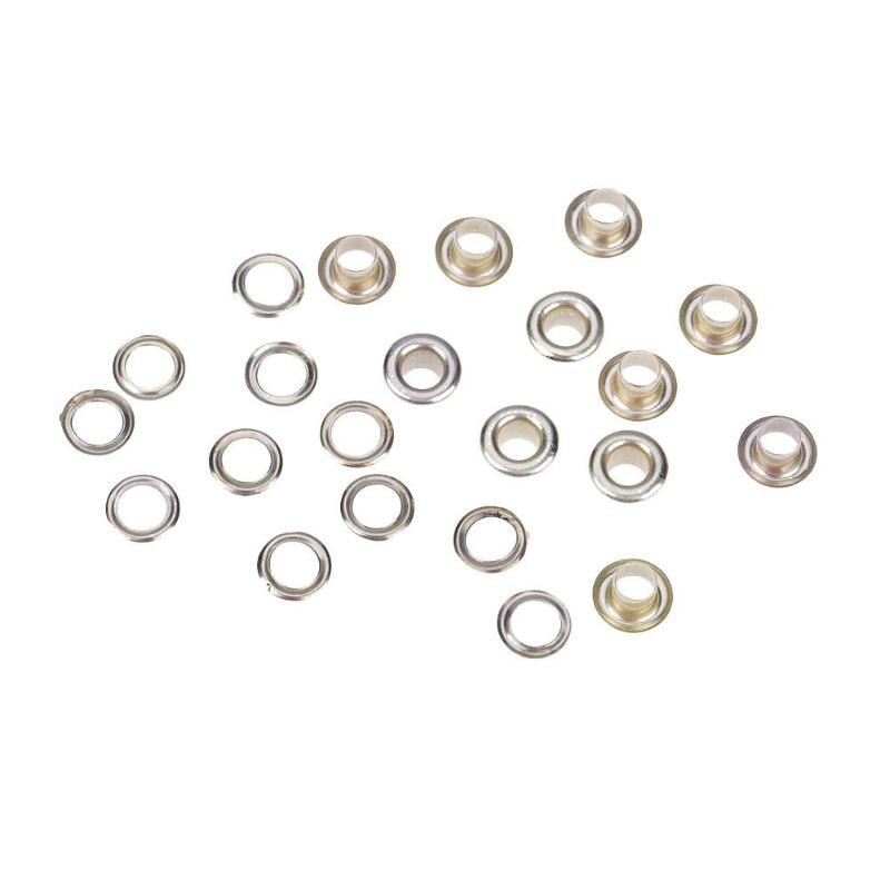 100 sæt metaløje med skive læder håndværksreparation tylle 4/5/6/8mm runde indvendige huller sko beklædningstøj tøj øjer vises: Guld 4mm