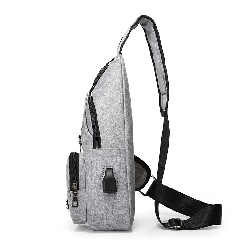 Men's Crossbody Chest Bags Men USB Charging Headphone Plug Messenger Oxford Shoulder Bag Diagonal Package Travel